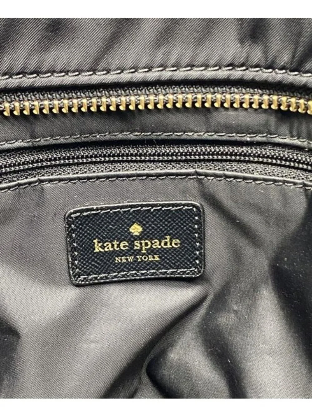 Kate Spade Black Nylon Diaper Bag With Leather Straps & Multiple Pockets